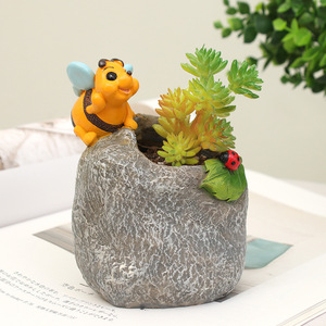Pot en résine créatif rustique style rivière pour décoration intérieure, micro-paysage et plantes succulentes - Product Image 4
