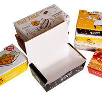 Boîtes d'emballage imprimées personnalisées pour snacks fast-food Emballage jetable de frites Conteneur de poulet frit Boîte à lunch à emporter Oem