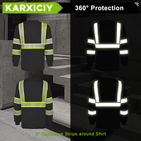 Kemeja Keselamatan Lengan Panjang Visibilitas Tinggi ZUJA dengan Pita Reflektif, Kain Birdseye 100% Polyester, Ukuran S-5XL, Unisex
