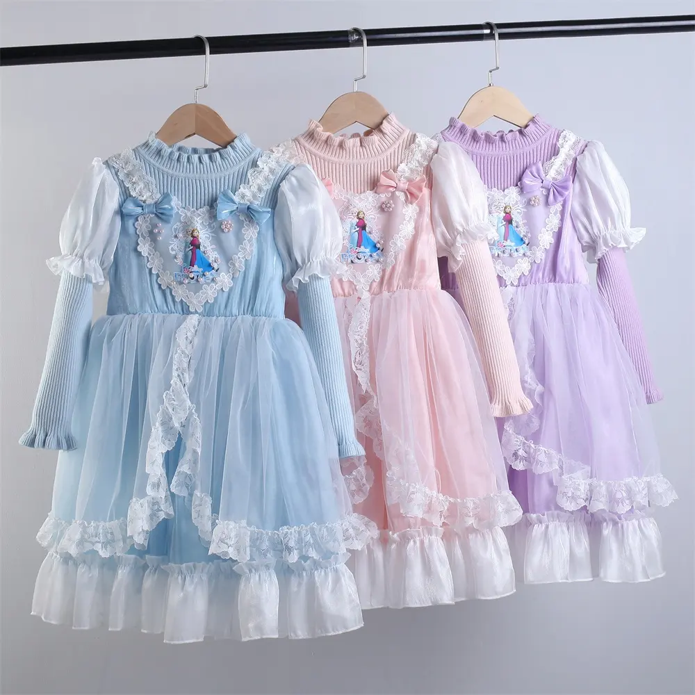 लोलिता बच्चों के कपड़े लड़की कपड़े राजकुमारी बुननेवाला ऊनी बेबी लड़कियों के लिए ड्रेस