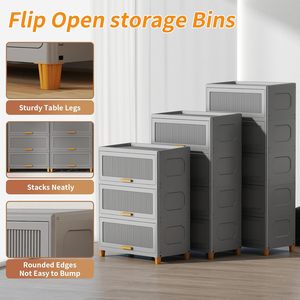 Multi-Layer 6-Cabinet Foldable PP Plastic <b>Storage</b> Container with Lid for <b>Clothes</b> Shoes Toys & Food-over 35L Capacity - Product Image 3