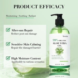 Gel de Hoja de <span class=keywords><strong>Aloe</strong></span> Orgánico Puro al 99% OEM con Polisacáridos de <span class=keywords><strong>Aloe</strong></span>, Sin Aloína, Calmante e Hidratante para Piel con Quemaduras Solares, Marca Privada - Product Image 2