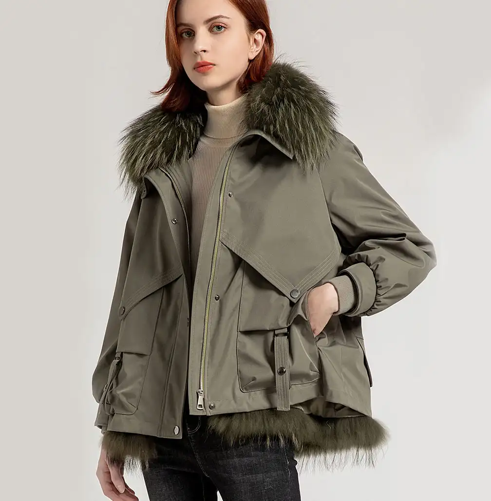 2020 नई शैली महिला सर्दियों गर्म Parka ऊपर का कपड़ा 100% प्राकृतिक फर अस्तर कॉलर Hooded सर्दियों के कपड़े असली फर कोट फर जैकेट