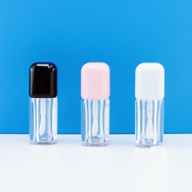 Tube transparent avec bouchon rose