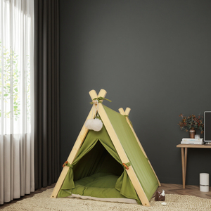 Tente <span class=keywords><strong>tipi</strong></span> moderne à motif solide pour animaux <span class=keywords><strong>de</strong></span> compagnie avec couverture amovible en lin et tissu Oxford pour chiens et chats <span class=keywords><strong>lit</strong></span> Carton d'emballage - Product Image 2