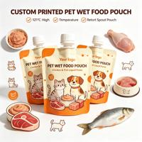 Sachet d'emballage personnalisé imprimé 121 en LDPE, résistant aux hautes températures, avec bec verseur, pour aliments humides pour chats, friandises pour chiens, purée de viande liquide