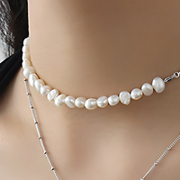 Colliers fins en perles pour femmes, bijoux en argent sterling 925, chaînes de mode, collier à maillons, collier de créateur personnalisé pour filles