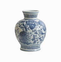 Vases en porcelaine bleu et blanc faits à la main Art déco Design chinois pour la décoration intérieure Vase à fleurs en gros