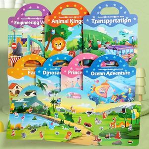 Juguetes de Actividades Portátiles e Impermeables para Jardín de Niños, 7 Estilos, Libros de Pegatinas de Gel Reutilizables para Niños Pequeños de 3 a 6 Años - Product Image 1