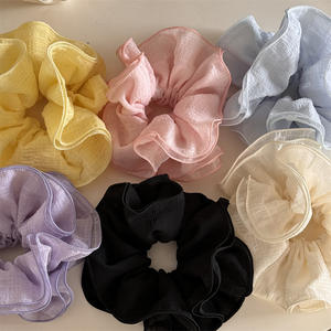 Lazos elásticos de moda para el cabello para mujer, diademas de flores de tela de malla romántica de alta calidad, gomas para el cabello grandes para niñas - Product Image 3