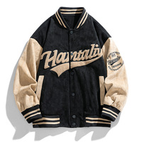 Chamois Broderie Hommes Varsity Veste Lâche Casual Vintage Baseball Vestes pour Hommes