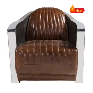 AIRFFY OEM/ODM silla cadeira Aluminum Vintage Aviator Tomcat Chair Union Jack Sofa aviator chair bone leather