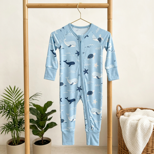 Combinaison bébé à manches longues en fibre de bambou, fermeture éclair, pyjama pour nourrisson, finition à volants, pyjama doux pour nouveau-né et tout-petit - Product Image 4