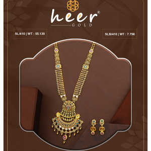 Collar largo de oro premium con colgante de motivo de pavo real, joyería tradicional india para novias, diseño étnico elegante estilo Harem. - Product Image 2