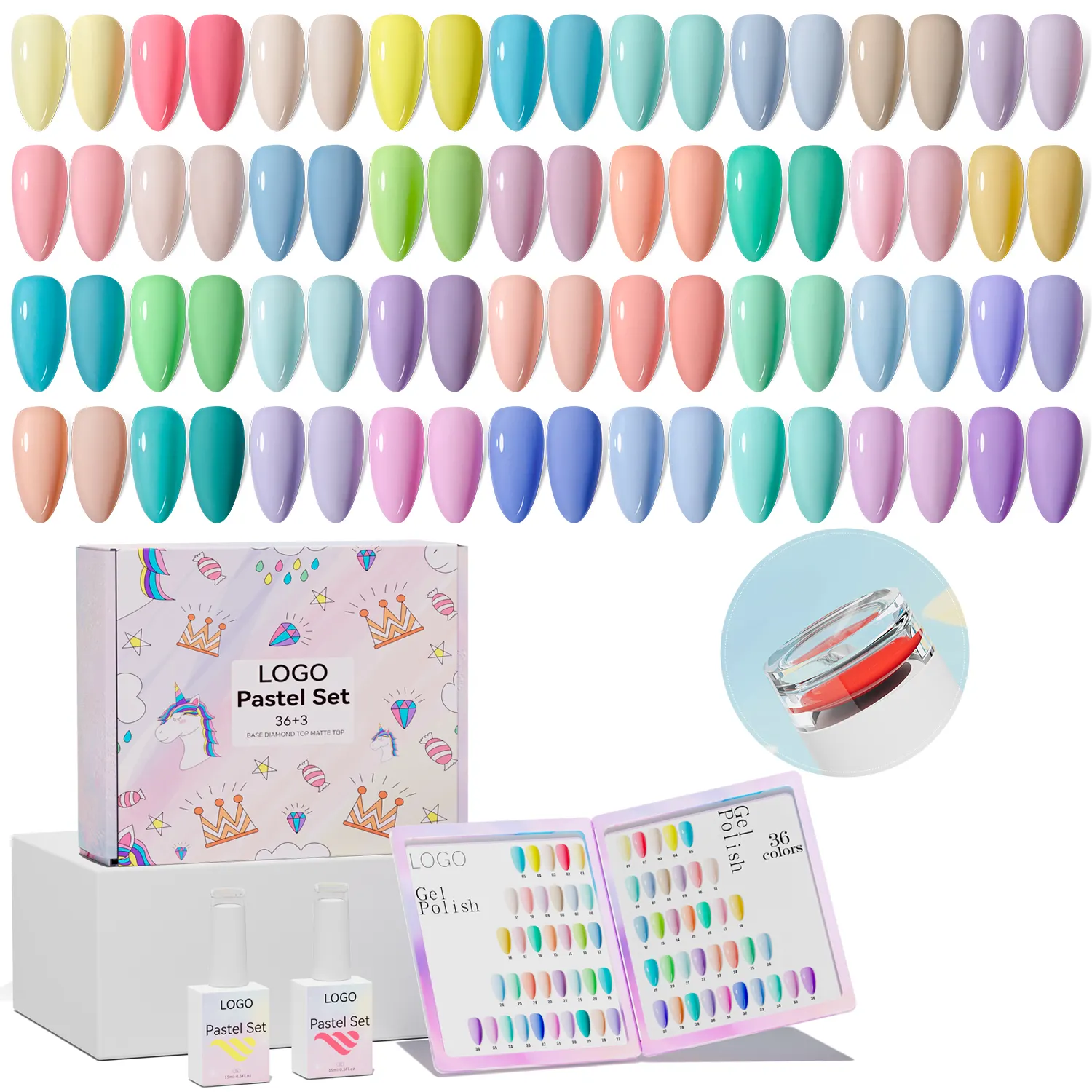 Vendeeni 36 Couleurs Pastel Gel Polonais OEM/ODM Bouteille 15ml Longue Durée Haute Brillance Marque Privée UV Gel Vernis À Ongles Gel