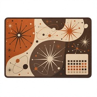 Tapis de bar rétro vintage en RPET, tapis de table antidérapant et absorbant, tapis rectangulaire avec bord en noyer pour bar à domicile