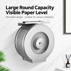 Stainless Steel Jumbo Roll Toilet <b>Paper</b> Dispenser Wall Mounted Lockable <b>Tissue</b> Holder for Commercial Restroom Hotel Bathroom - Product Image 2
