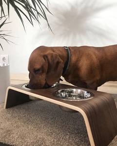 Estación de Comida y Agua para Mascotas de Madera de Roble Curvada de Alta Calidad, Soporte Elevado Resistente con Dos Tazones para Perros y Gatos, Venta al Por Mayor - Product Image 5