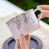 Tasse à thé en céramique de style chinois Chunying Wisteria peinte à la main, tasse individuelle pour le bureau, les voyages, Dehua