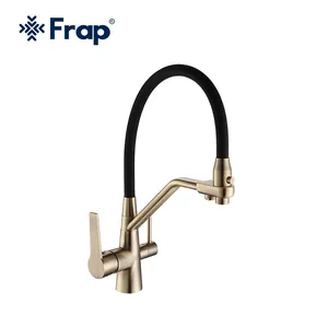 Frap rubinetto da cucina moderno due leve deck mountded rubinetti filtro acqua miscelatore da cucina in bronzo nero grifo cocina F4374-4