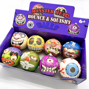 كرات ضغط ترويجية على شكل رأس وحش، مصنوعة من الفوم البولي يوريثين، معتمدة من CE، مجموعة من 8 قطع، كرة لتخفيف التوتر للأطفال - Product Image 1