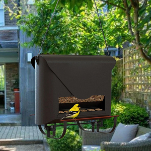 Mangeoire à <span class=keywords><strong>oiseaux</strong></span> JH-Mech résistante aux intempéries <span class=keywords><strong>pour</strong></span> l'extérieur, résistante aux écureuils, suspendue, en acier au carbone noir avec revêtement en poudre - Product Image 1