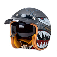 Nouveau Casque Rétro Locomotive 3/4 avec Lunettes Intégrées Unisexe Tendance et Personnalisé