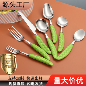 Cubiertos de Acero Inoxidable 304, Juego de Cuchillo, Tenedor y Cuchara con Mango de Cerámica, Cuchara para Postre/Té, Cubertería para Restaurante/Hotel - Product Image 1