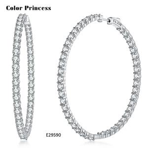Pendientes con bisagras de aro grande CZ de plata chapada en rodio 925 para mujer Zircon chapado en oro clásico para fiestas y regalos - Product Image 5