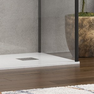 Kamalu KW4000B Walk-in angolo doccia parete 90x120 profilo nero 8mm vetro con rettangolo vassoio stile aperto per Home Hotel - Product Image 6