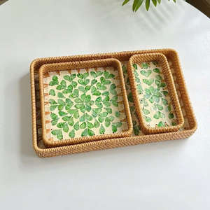 Bandeja de Servir de Ratán Hecha a Mano en Vietnam, Bandeja de Mimbre Natural Tejida a Mano con Asas para Servir en la Cocina, Decoración del Hogar, Regalo - Product Image 3