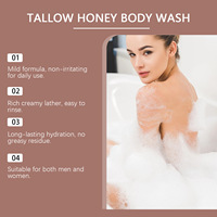 Gel de Ducha de Sebo y Miel de Marca Blanca, Tamaño Viaje, Limpieza Suave, Refrescante, Hidratante, Retención de Humedad, Cuidado Corporal