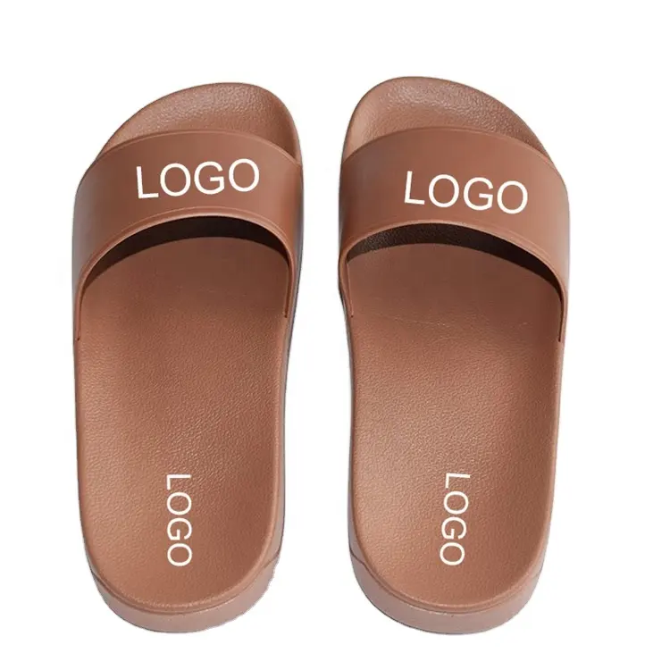 New brand men's brown slippers soft PU PVC sandals for men wholesale custom beach purple slippers high quality rubber slides