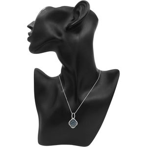 Collar con colgante de trébol de diamantes azules y blancos de Ornaatis, 0,86 quilates, corte redondo, plata de ley 925 para mujer - Product Image 3