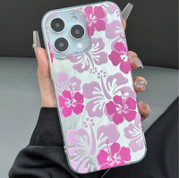 Funda para Teléfono Móvil con Hermoso Estampado de Flores Rosas y Brazalete con Patrón de Seda Plateada para iPhone 11 12 13 14 15 16 17 Air