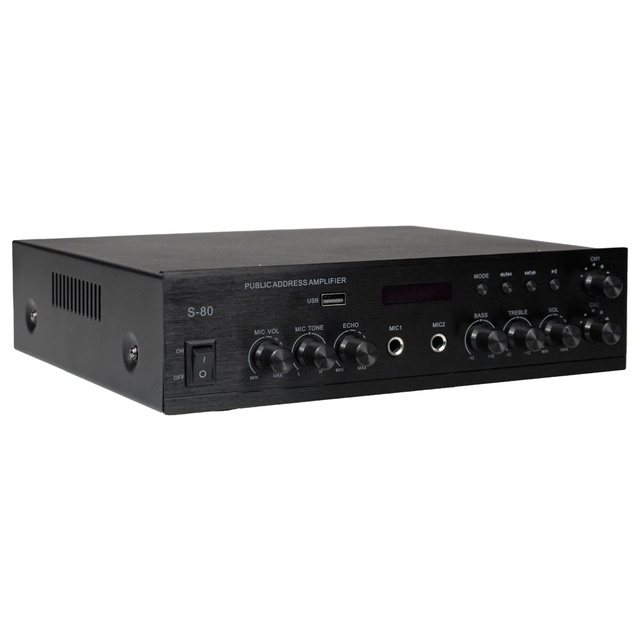 2 Channel 80W Metal Passive Sound Power Amplifier 4-16 Ohm Audio Power Mixer Bass for Home Theater System / Sound System