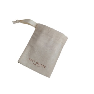 Sacs d'emballage pour bijoux en coton naturel réutilisables avec logo personnalisé, pochette cadeau en lin - Product Image 1
