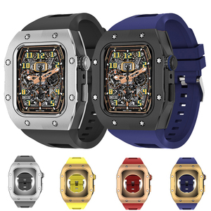 Bracelet en caoutchouc de qualité supérieure avec boîtier en métal pour <span class=keywords><strong>Apple</strong></span> <span class=keywords><strong>Watch</strong></span> Band 44mm 45mm Kit de modification bricolage pour IWatch Series 8 <span class=keywords><strong>7</strong></span> SE 6 5 4 - Product Image 3