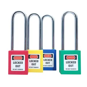 QVAND 76mm Red LOTO Safety Padlock Lockout Tagout Steel Shackle Nylon Body Red Keyed Alike