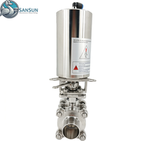 Vanne à boisseau sphérique pneumatique soudée en acier inoxydable 316L, 3 pièces, sans rétention, pour le refroidissement liquide des centres de données