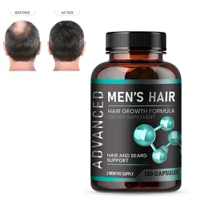 Suplemento ao crescimento do cabelo dos homens do OEM Private Label Cápsulas clinicamente comprovadas do cabelo para cápsulas mais grossas e mais fortes da biotina do cabelo