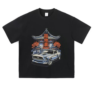 Camiseta Ford <span class=keywords><strong>Mustang</strong></span> Japanese Temple - Estilo JDM Vintage con Gráfico de Muscle Car, Algodón Negro Lavado, Oversized, Streetwear - Product Image 2