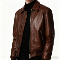 Veste en cuir véritable de haute qualité pour homme, décontractée, écologique, imperméable, avec fermeture éclair sur le devant, motif de lettres brodées, taille XS