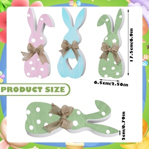 Coniglietto di Pasqua rustico in legno coniglio vassoio a strati per primavera casa segno dipinto per coniglietto spezie centrotavola da tavolo - Product Image 3