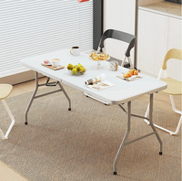 Mesa Plegable de Plástico HDPE Blanca Económica al Por Mayor para Uso en Exteriores, Restaurantes, Fiestas y Jardines