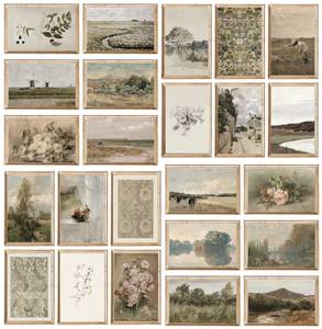 SQ French Country Prints Set Wall Gallery Art Vintage Canvas Prints Decoración rústica Cozy Neutral Muted Prints Art Painting - Product Image 4