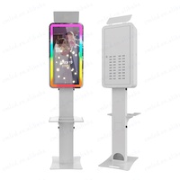 Espejo de cristal de 32 "Monitor de pantalla táctil LCD de 21,5" Máquina de quiosco para cabina de fotos Marco de luz LED Flash RGB con impresora de cámara adaptada