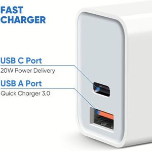 20W USB C Wall Charger <b>Block</b> Dual Port PD Power Adapter Fast <b>Charging</b> <b>Block</b> for Mobile Phones - Product Image 2