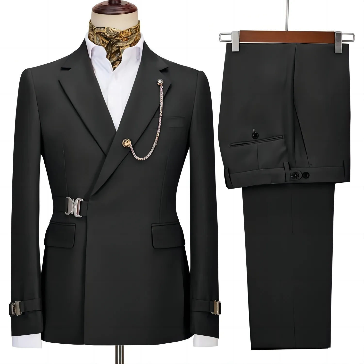 New Design Men's Slim Fit Set Metal Button Custom Men's Daily Ball Wedding Suit Coat