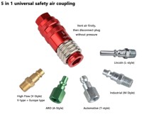 Raccord rapide pneumatique universel mâle 1/4" NPT/BSPT/BSPP, 150 Psi, en aluminium durable, industriel, coupleur de sécurité 5-en-1